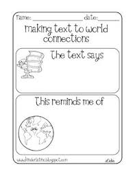 Free Text To World Connection Printable Text To World Reading Classroom School Reading