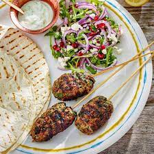 Amazing Minced Lamb Koftas With Yoghurt Dressing Recipe Lamb Mince Recipes Recipes Bbq Recipes