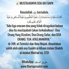 Tulislah hadis yang menjelaskan bahwa ibu adalah manusia paling pertama untuk dihormati sebelum seorang bapak atau seorang muslim wajib hukumnya menghormati orang tua, karena ini merupakan salah satu amalan utama, dan perintah utama, terutama ibu , berikut. Doa Ibu Bapa