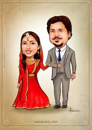 Muslim Wedding Caricature Nikkah Indian Wedding Caricature Caricature De Mariage Dessin Caricature