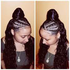 Half Up Half Down Sew In Hair Styles Braided Hairstyles For Black Women Half Up Hair