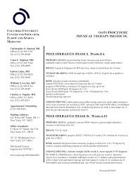 OATS PROCEDURE PHYSICAL THERAPY PROTOCOL POST-OPERATIVE PHASE I: Weeks 0-6  POST-OPERATIVE PHASE II: Weeks 6-12