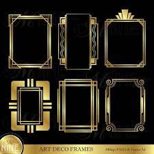 Gold Art Deco Frames Clip Art Gold Roaring 20s Clipart Etsy Art Deco Invitations Gold Art Deco Gold Art