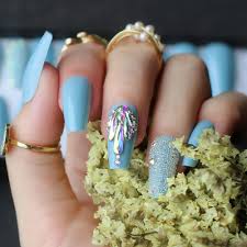 Coffin nails mainly work for long nails, but it can still be done on short nails as well. Sky Blue Fake Nails Summer Nail Crystal Sparkling Coffin Acrylic Nails Diamond Luxurious Caviar False Nails Aliexpress
