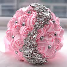 Crisp white bridal bouquets & bridesmaid bouquets + wedding decorations. Gorgeous Beaded Crystal Wedding Bouquet Off White Pink Bridesmaid Flowers Artificial Rhinestone Bridal Bouquets Buque De Noiva Buy At The Price Of 36 12 In Aliexpress Com Imall Com