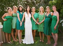 Mia Damon Once Wed Green Bridesmaid Dresses Green Bridesmaid Mismatched Bridesmaids