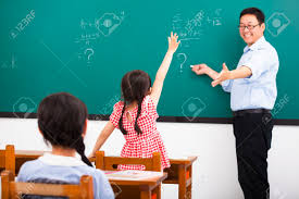 Students taking exam in classroom. Teacher Asking Question With Children In Classroom Stock Photo Picture And Royalty Free Image Image 38126708