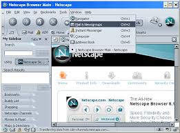 (see also gif.) menu in a browser, the row of commands at the very top of the screen, which reveal more commands when you click the mouse on them. Earthnet Support Center E Mail Smtp Netscape 7 0