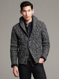 160 Charcoal Shawl Cardigan Banana Republic Cable Knit Italian Wool Cardigan Mens Casual Outfits Mens Outfits Men Casual