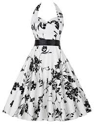 Summer Dress 2017 Women Vintage Dress 50s Retro Dress Hepburn Floral Printed Halter Big Swing Rockabilly 60s Backless Dresses Rockabilly Dress Vintage Swing Dress Vintage Rockabilly Dress