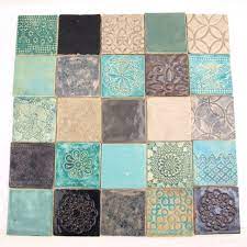 KK74 Grey and Blue Tiles Colorful Mix Cramic Tiles 25 Pcs - Etsy