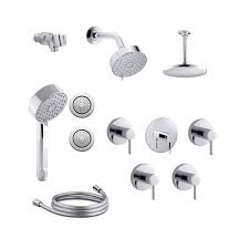 Kohler shower head converge dual 5 spray. Kohler K Awaken G110 Ms28 4e Cp Polished Chrome Awaken Thermostatic Eco Shower System With Multi Function G110 Shower Head Hand Shower Rain Head Body Sprays Valve Trims Faucet Com