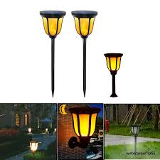2 Pack Solar Flame Flickering Lawn Led Lamp Outdoor Tiki Torch Light Outdoor Landscape Garden Patio Yard Decor Lamp Lawn Led Lamp Outdooroutdoor Lighting Ip65 Aliexpress