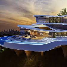 It has an unobstructed 360 degree view over bel air, with these incredible stats: Facades House With Pool