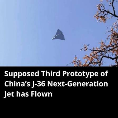 Chinas newly unveiled J-36 was observed at close range during its landing  following a test flight at an undisclosed location in China.