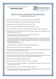 We did not find results for: 50 Brain Teasers And Lateral Thinking Puzzles Acropolis Leadership
