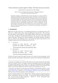 Pdf Person Restriction On Passive Agents In Malay Information Structure And Syntax