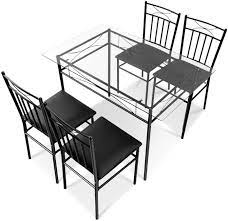 Sold and shipped by best choice products. China Dining Table Set 4 Person Home Kitchen Glass Top Dining Table And Chairs Breakfast Furniture Black China Dining Table Dining Room Sets