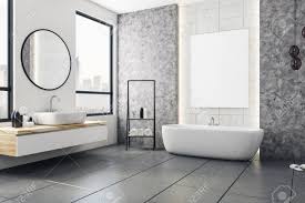 Allard + roberts interior design construction: Modern Bathroom Interior With City View And Blank Banner On Wall Design And Style Concept Mock Up 3d Rendering Stock Photo Picture And Royalty Free Image Image 95657358