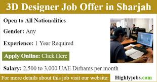 3d Designer Job Offer In Sharjah 2019 Design Jobs Design Job