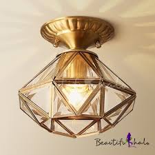 Check out our frosted glass ceiling selection for the very best in unique or custom, handmade pieces from our shops. Brass Polyhedron Flush Mount Light 1 Light Antique Style Clear Frosted Glass Ceiling Light For Bedroom Takeluckhome Com