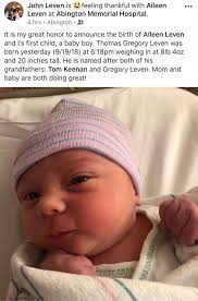 Welcome to our newest member of TBR Thomas Gregory Leven! And congrats to  Mom and Dad and Aunt Vinita Young Aileen Leven John Leven and the rest of  the family.