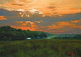 Painting a colorful sunset with palm tree leaves silhouette, using easy acrylic painting techniques. Painting Clouds Part I Sunset Clouds Artists Network