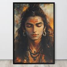 Canva Lord Shiva Adiyogi Hindu God Spiritual Sacred Art Enlightened Yoga  Consciousness Painting Image Home Wall