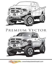 These trucks can be identified by their round headlights and bench seat. 2016 Dodge Ram 4x4 Pickup Truck Vector Clip Art Lifted Truck Ram 4x4 Trucks