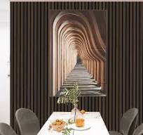Panneau mural acoustique en bois à lattes de chêne brun fumé ...