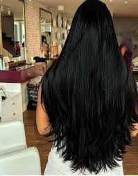 Take some of the weight out of thick hair by cutting in layers, which give your locks a lighter, less dense finish. Long Dark Thick Hair Long Hair Styles Thick Hair Styles Long Thick Hair