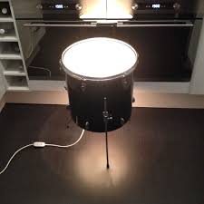 Upcycled Floor Tom Drum Light Mains Operated With Switch On Cable Legs Adjustable On The Angle Black Wrap Reworked B Drum Light Music Furniture Drum Table