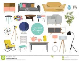 Vector Interior Design Illustration Collection Set Of Elements Designer Trendy Furnitur Interior Design Elements Scandinavian Style Interior Trendy Furniture