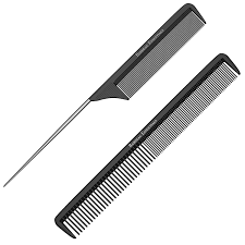 Styling Comb And Rattail Comb Set Professional 8 75 Black Carbon Fiber Anti Static Chemical And Heat Resista Hair Tool Set Face Cleanser Brush Styling Comb
