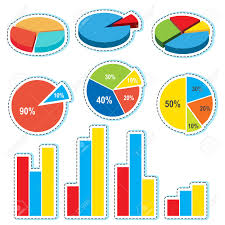 Different Designs For Pie Charts And Bar Charts Illustration