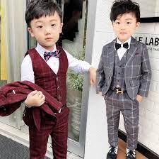 Winter Boys Suits Blazers Grid Long Clothes For Wedding Party Baby Boys Vest Pants Jackets 3pcs Kids Boys Outerwear Clothing Set Suits Aliexpress