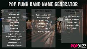 Pop Punk Name Generator Pop Punk Band Name Generator Pop Punk Bands