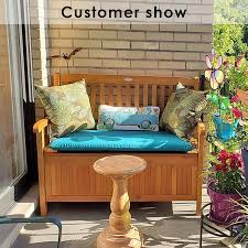 Outdoor cushions can be made for less than $20 a pair using shower curtains. Buy Tangkula Wooden Outdoor Storage Bench Large Deck Box Entryway Storage Bench W Inner Removable Waterproof Lining And Portable Handles For Patio Garden Balcony Yard Natural Online In Italy B08812c72l