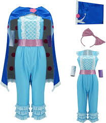 女款 Peep Bo 道具服 淺藍色套裝 帶披肩 萬聖節 角色扮演 化裝