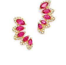 bloomingdale s ruby diamond climber earrings in 14k yellow gold 100 exclusive jewelry accessories bloomingdale s in 2021 diamond climber earrings climber earrings exclusive jewelry