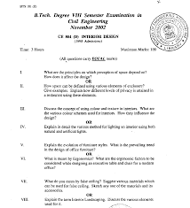 Interior Design Exam Paper November 2002 Civil Engineering 8th Semester Docsity