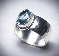London Blue Topaz Ring Gemstone Ring Hammered By Katandmuse Blue Topaz Ring Silver Rings London Blue Topaz Ring