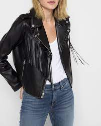 7 For All Mankind Leather Moto Jacket With Fringe In Black Womensjacket Fringejacket Affiliatelink Leather Moto Jacket Fringe Leather Jacket Moto Jacket