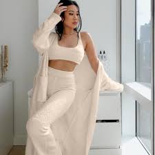Women S Sleeveless Cozy Sweater Pajamas Short Set Fuzzy Soft Knit Ribbed Sleepwear With Robe 3 Pieces Set For Women T11916 Buy Women S Sleepwear Pajamas Sleepwear Product On Alibaba Com