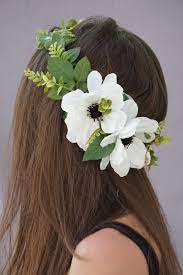 Flower Crown Wedding White Floral Headband Flower Headband White Anemone Crown Bridal Headpiece By W Flower Crown Wedding White Anemone Flower Flower Crown