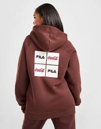 Mời về team hoodie đỏ. Brown Fila X Coca Cola Logo Oversized Hoodie Jd Sports