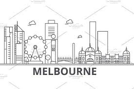 Melbourne Architecture Line Skyline Illustration Linear Vector Cityscape With Famous Landmarks City Sights Design Icons Landscape Wtih Editable Strokes Melbourne Architecture Cityscape Melbourne