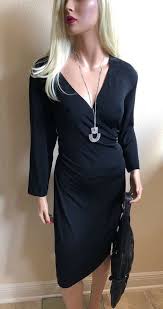 Chico S Travelers Black Stretch Faux Wrap Surplice Career Wear To Work Dress 2 L Wear To Work Dress Dresses Career Wear