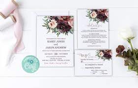 Floral Wedding Invitation Template Set Dusty Rose Wedding Etsy In 2021 Floral Wedding Invitations Wedding Invitation Templates Rose Wedding Invitations