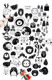 Simple Black And White Animal Prints Scandinavian Clipart Black And White Animals Clipart Nursery Etsy Printable Art Wall Decor Printable Nursery Art Nursery Prints